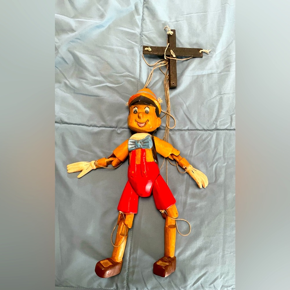 Unbranded Hand Carved Vintage 1950’s Very Rare Hand carved Pinocchio Puppet